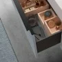 Mobile bagno sospeso 70 cm azzurro polvere cannettato con cassetto, specchio e lavabo Nara