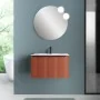 Mobile bagno sospeso 70 cm color terracotta cannettato con cassetto, specchio e lavabo Nara