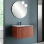 Mobile bagno sospeso 70 cm color terracotta cannettato con cassetto, specchio e lavabo Nara