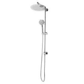 Colonna doccia da 96 cm in ottone cromato design tondo e doccetta con presa d’acqua in alto