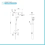 Scheda tecnica Colonna doccia da 96 cm in ottone cromato design tondo e doccetta con presa d’acqua in alto
