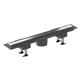 Canalina doccia 60 cm in alluminio reversibile scarico centrale, sifone e piletta inclusi