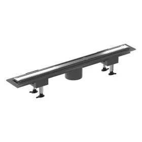 Canalina doccia 70 cm in alluminio reversibile scarico centrale, sifone e piletta inclusi