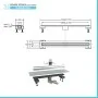 Scheda tecnica Canalina doccia 70 cm in alluminio reversibile scarico centrale, sifone e piletta inclusi
