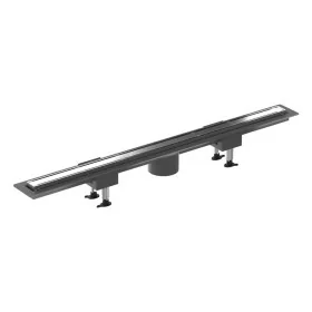 Canalina doccia 90 cm in alluminio reversibile scarico centrale, sifone e piletta inclusi