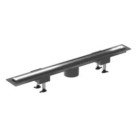 Canalina doccia 80 cm in alluminio reversibile scarico centrale, sifone e piletta inclusi