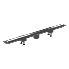 Canalina doccia 100 cm in alluminio reversibile scarico centrale, sifone e piletta inclusi