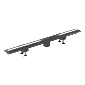 Canalina doccia 110 cm in alluminio reversibile con scarico laterale e piletta non inclusa