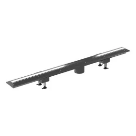 Canalina doccia 120 cm in alluminio reversibile con scarico laterale e piletta non inclusa