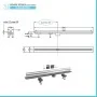 Scheda tecnica Canalina doccia 120 cm in alluminio reversibile con scarico laterale e piletta non inclusa