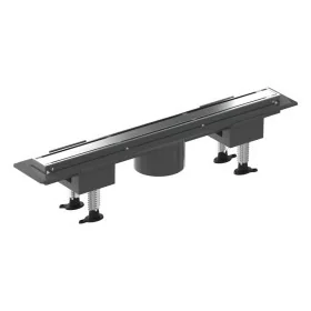 Canalina doccia 50 cm in alluminio reversibile scarico centrale, sifone e piletta inclusi
