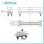 Scheda tecnica Canalina doccia 50 cm in alluminio reversibile scarico centrale, sifone e piletta inclusi