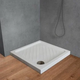 Piatto doccia 80x80 quadrato antiscivolo in ceramica dolomite bianco Gemma