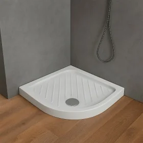 Piatto doccia 90x90 angolare antiscivolo in ceramica dolomite bianco Gemma