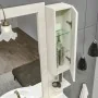Mobile bagno a terra 105 cm bianco decape con specchio lampada e pensile Romantica