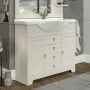 Mobile bagno a terra 105 cm bianco decape con specchio lampada e pensile Romantica