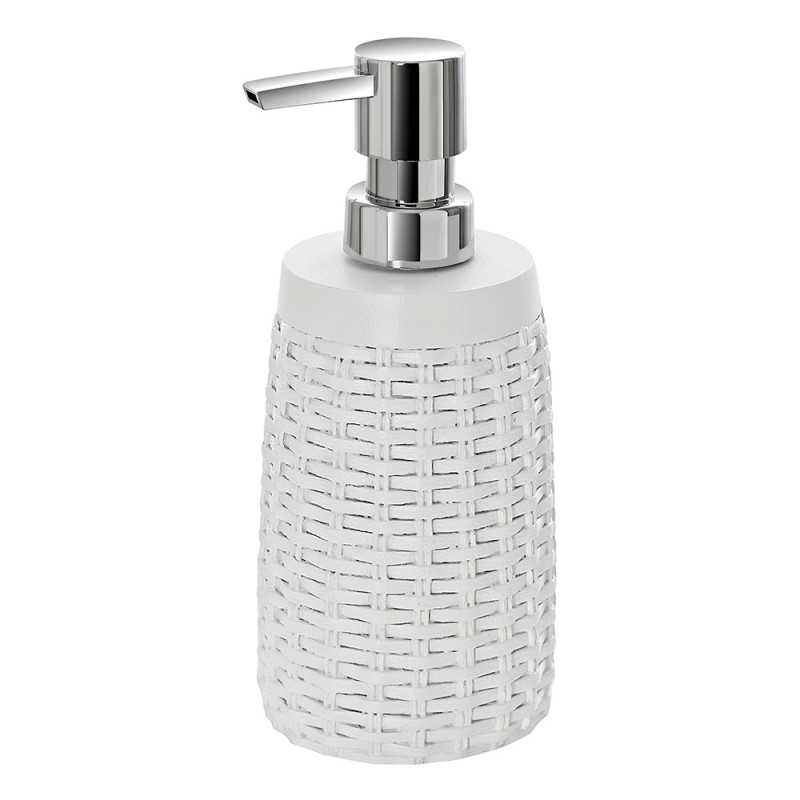 dispenser sapone bianco ceramica Dispenser Sapone Bianco in Poliresina con dosatore cromo