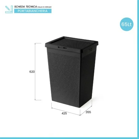 APACALI Cesto Portabiancheria Sottile 60L In Feltro Nero – Pieghevole Per Bagno E Camera Da Letto – 2 Pezzi - 2