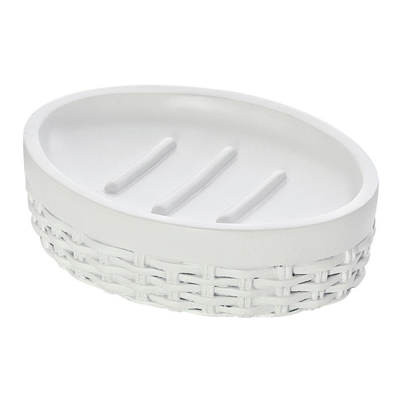 piattino portasapone bianco moderno Portasapone D'Appoggio Bianco in Resina Design Moderno