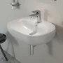 Lavabo ovale 65 cm sospeso bianco in porcellana monoforo Rak Illusion