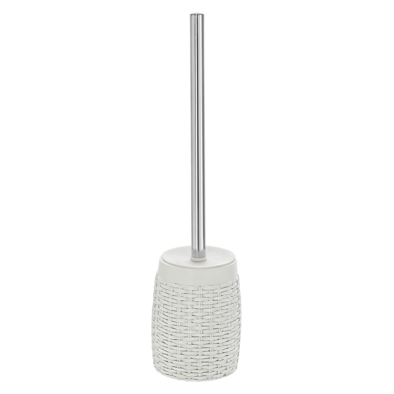 portascopino bianco in resina moderno rattan Portascopino WC effetto rattan in Resina Bianco completo di scopino