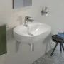 Lavabo ovale 65 cm sospeso bianco in porcellana monoforo Rak Illusion