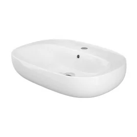 Lavabo ovale 60 cm d’appoggio bianco in porcellana monoforo Rak Illusion