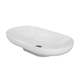 Lavabo d’appoggio 70cm ovale in ceramica bianca Rak Des