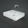 ambietazione Lavabo sospeso 60cm rettangolare in ceramica senza foro per rubinetto bianca Rak Des