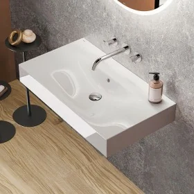 Lavabo sospeso 80cm rettangolare in ceramica bianca senza foro per rubinetto Rak Des Lavabo sospeso 80cm rettangolare in ceramica bianca senza foro per rubinetto Rak Des
