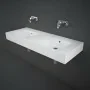 ambientazione Lavabo sospeso doppio 120cm rettangolare in ceramica bianca senza foro per rubinetto Rak Des