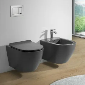 Sanitari Filomuro rimless in ceramica grigio opaca con copriwc Tokyo