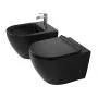 Sanitari sospesi rimless in ceramica nero opaca con copriwc Tokyo