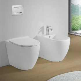 Sanitari Filomuro rimless in ceramica bianca opaca con copriwc Tokyo
