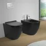 Sanitari Filomuro rimless in ceramica nera opaca con copriwc Tokyo