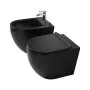 Sanitari Filomuro rimless in ceramica nera opaca con copriwc Tokyo