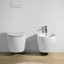 Sanitari sospesi in ceramica bianca opaca con copriwc e scarico rimless Tokyo