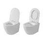 Sanitari sospesi in ceramica bianca opaca con copriwc e scarico rimless Tokyo