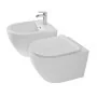 Sanitari sospesi in ceramica bianca opaca con copriwc e scarico rimless Tokyo