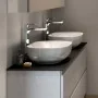 Lavabo ovale 60 cm d’appoggio bianco in ceramica Rak Illusion