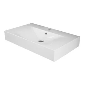 Lavabo sospeso 80cm in ceramica bianca con monoforo per rubinetto Rak Des