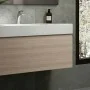 Lavabo sospeso 80cm in ceramica bianca con monoforo per rubinetto Rak Des