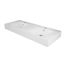 Lavabo sospeso doppio 120cm rettangolare in ceramica bianca Rak Des  Lavabo sospeso doppio 120cm rettangolare in ceramica bianca con fori per rubinetti Rak Des