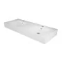Lavabo sospeso doppio 120cm rettangolare in ceramica bianca con fori per rubinetti Rak Des