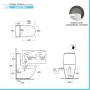 Scheda tecnica WC monoblocco filomuro in ceramica con sedile e cassetta con sensore Rak Des