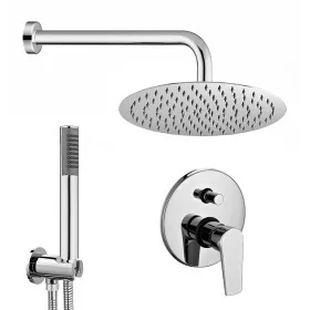 Set doccia tondo cromo 2 vie braccio 35 cm soffione 20 cm e kit doccino inclusi linea Erika