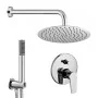 Set doccia tondo cromo 2 vie braccio 40 cm soffione 25 cm e kit doccino inclusi linea Erika