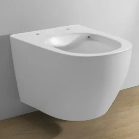 Wc sospeso rimless in ceramica bianco opaco con sedile Tokyo