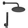 Set doccia nero opaco in acciaio con soffione 25cm braccio 35cm e kit doccino