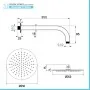 scheda tecnica Set doccia nero opaco in acciaio con soffione 25cm braccio 35cm e kit doccino